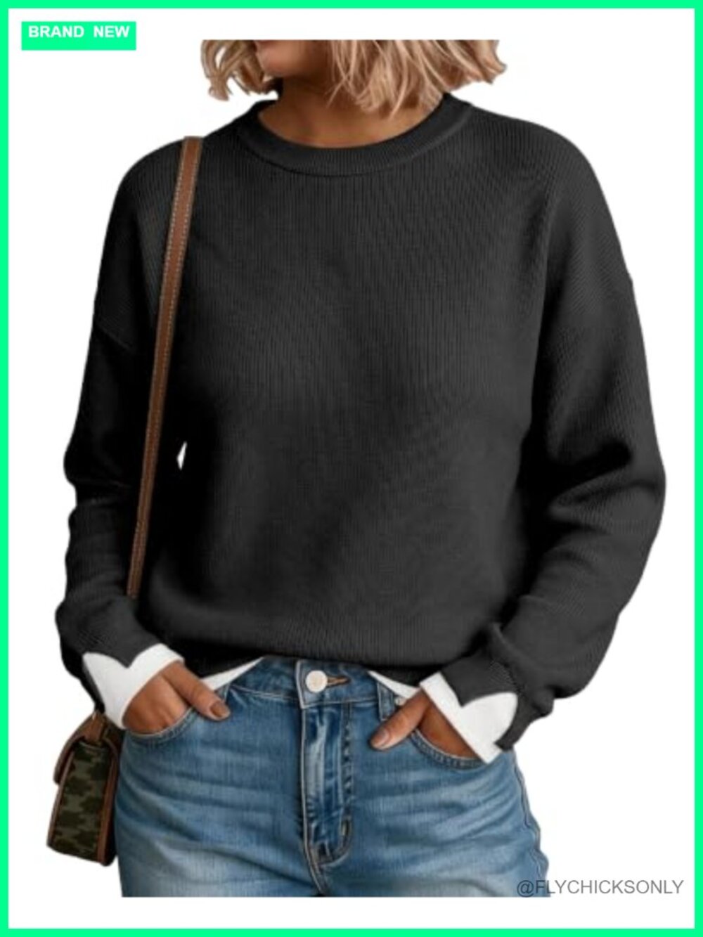 Oversized Knit Sweater Women Cozy Layered Hem Teacher Pullover